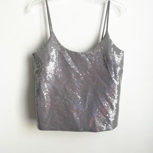 Brandon Maxwell Sequined Spaghetti Strap Tank Top, Size 6